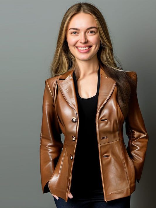 Blazer en cuir moderniste chic pour femme