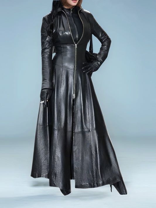 Trench-coat en cuir nappa pour femme Obsidian Edge