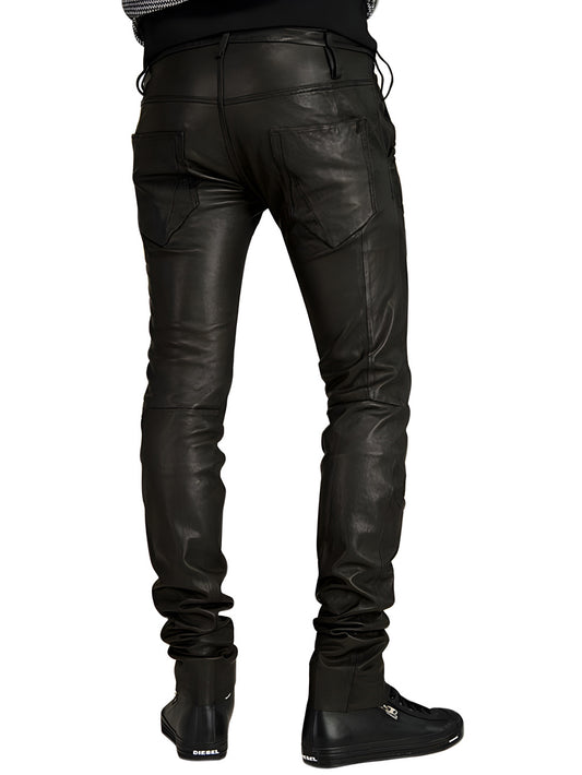 Paneled Unique Genuine Leather Pants for Men - Leatherkin