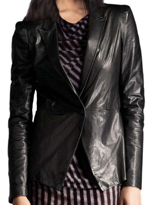 Power Play Corporate Leather Blazer for Women - Leatherkin