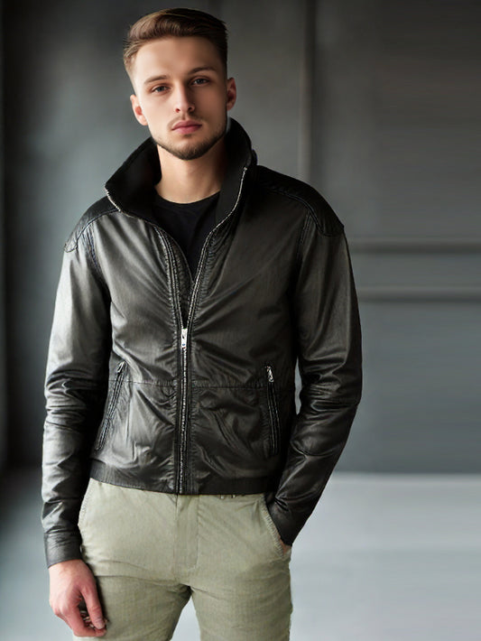 Veste motard en cuir style punk