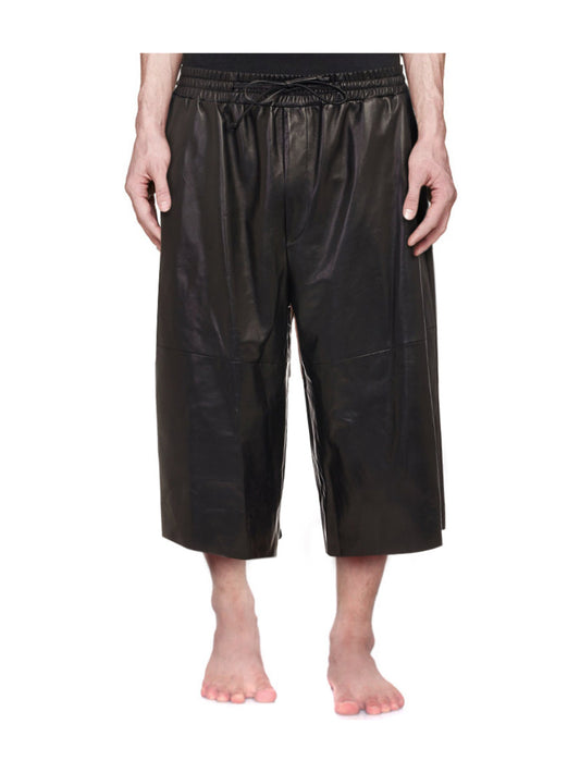 Short en cuir noir Quarter Stride pour homme