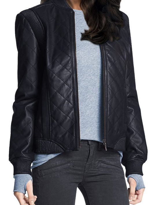 Quilt Luxe Leather Bomber for Women - Leatherkin