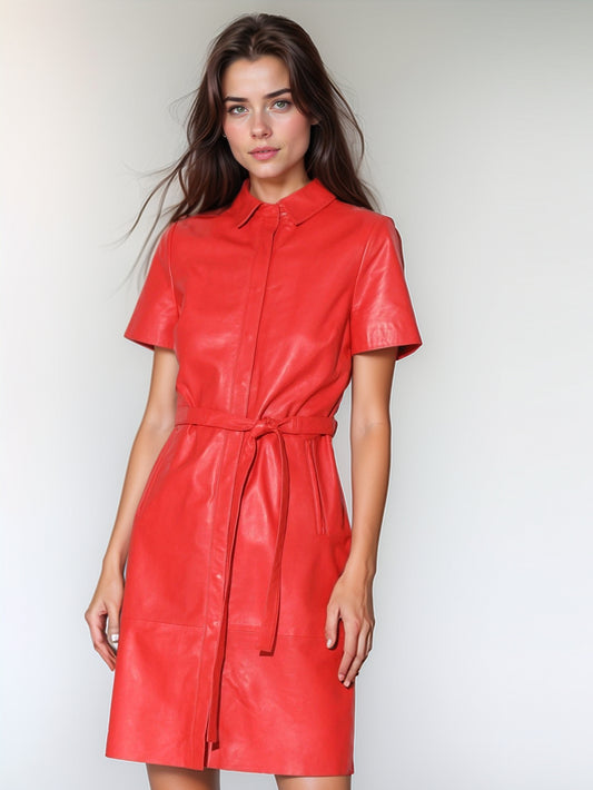 Strahlendes Satin-Lederkleid