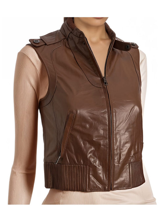 Radiant Cognac Leather Vest - Leatherkin