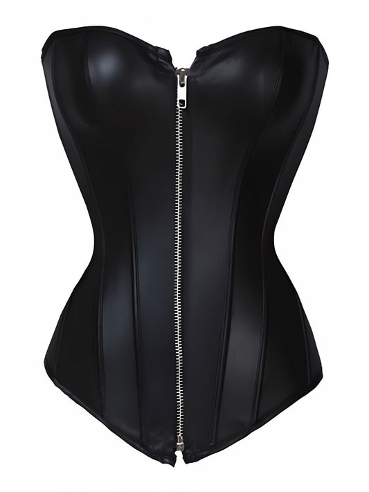 Red-Hot Zip-Up Leather Corset for Women - Leatherkin