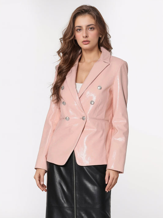 Blazer en cuir à bords raffinés pour femme