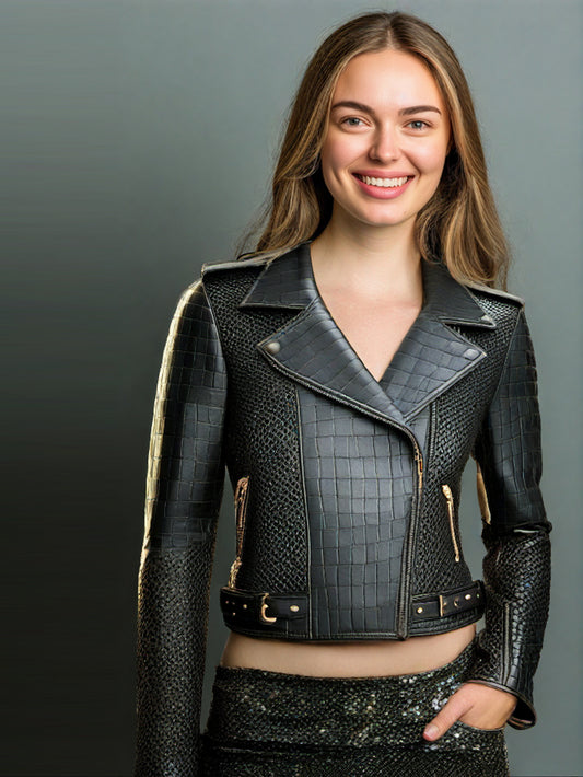 Veste en cuir croco raffinée et luxueuse