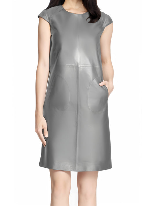 Lederkleid in A-Linie mit entspannter Passform