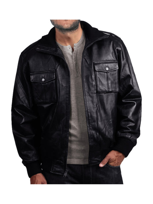 Retro Military Bomber Leather Jacket for Men - Leatherkin