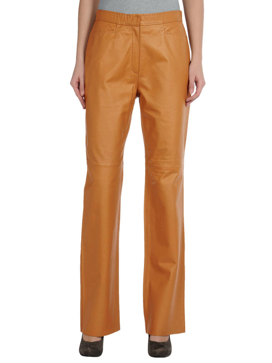 Pantalon en cuir formel à chevilles rondes