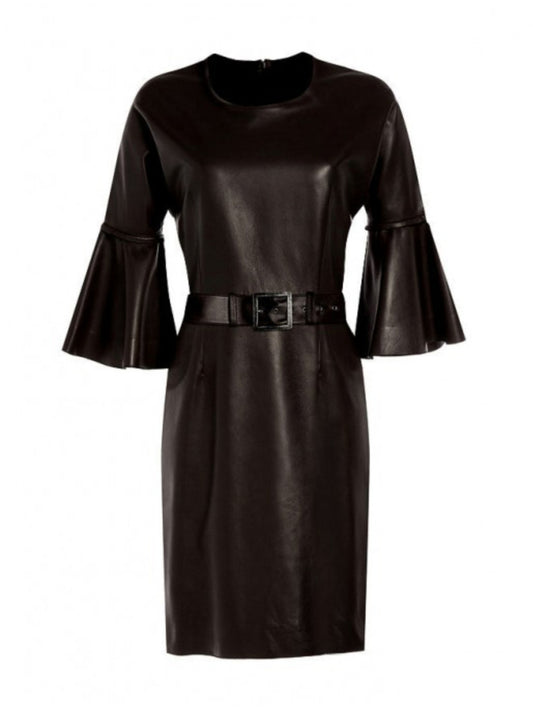 Halloween-Lederkleid mit Rüschenärmeln