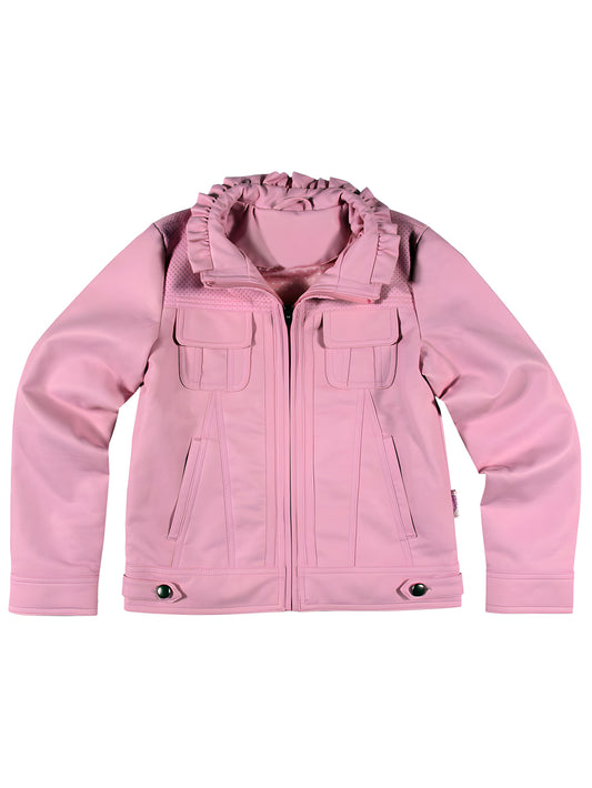Ruffle Grace Leather Jacket for Girls - Leatherkin