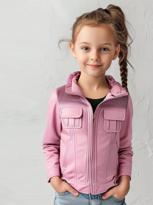 Veste en cuir Ruffle Grace pour fille
