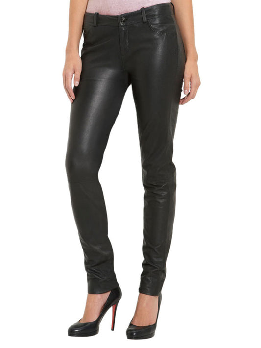 Pantalon en cuir slim fit coquin