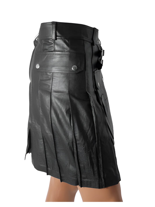 Scottish Buckled Leather Kilt for Men - Leatherkin