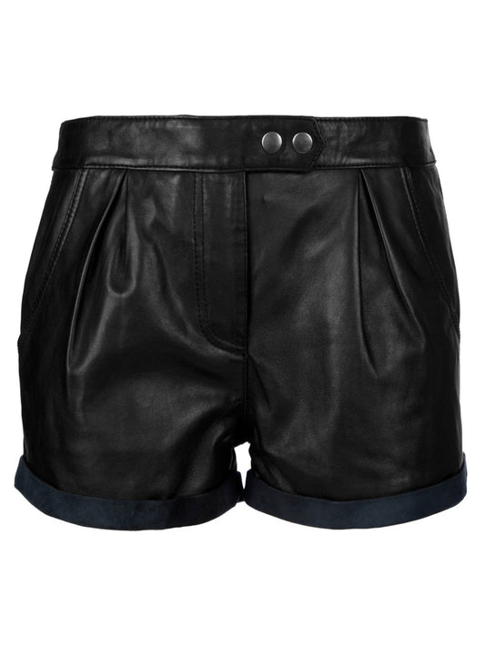 Short en cuir élégant semi-décontracté