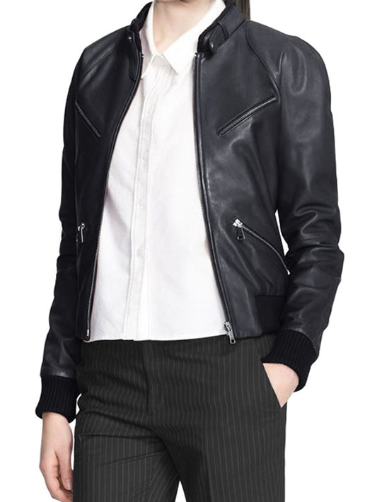 Sharp Angle Formal Leather Jacket for Women - Leatherkin