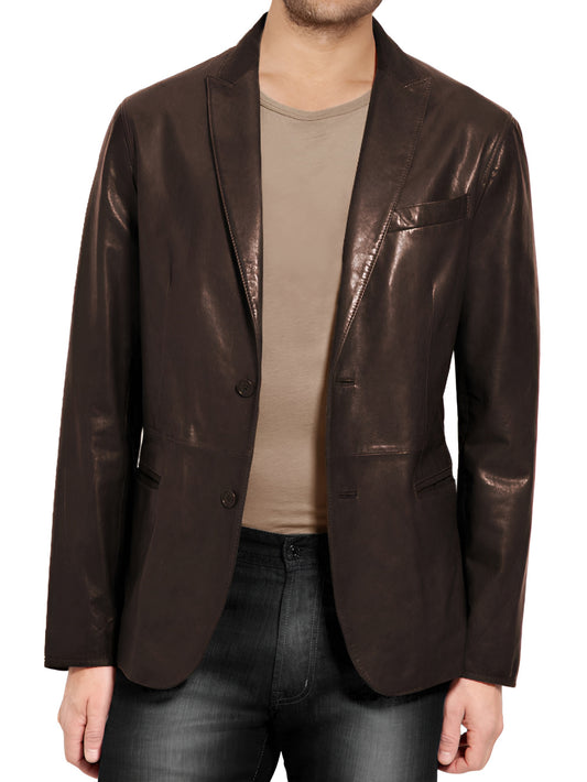 Shirt Style Leather Blazer for Mens - Leatherkin