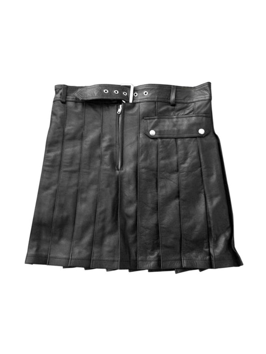 Side Pocket Leather Kilt for Men
