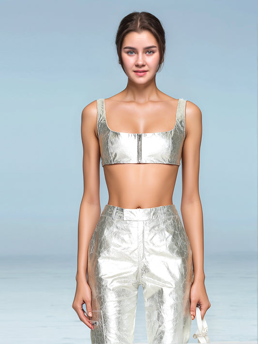 Haut court en cuir Sierra pour femme