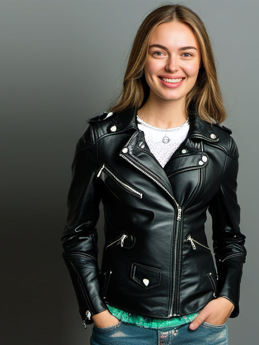 Veste de motard en cuir avec accents Silverstone