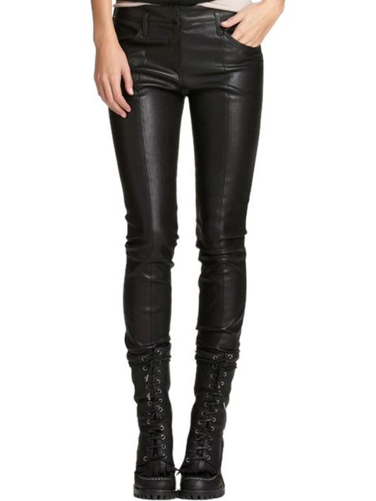 Pantalon en cuir moulant et élégant