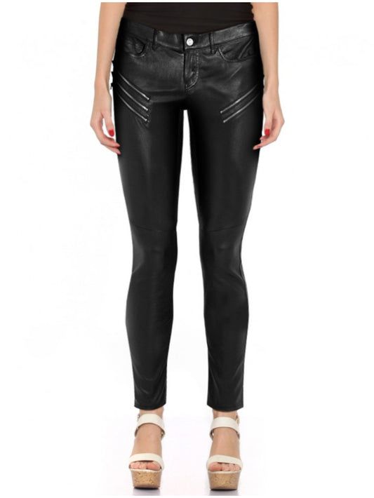 Pantalon skinny en cuir noir