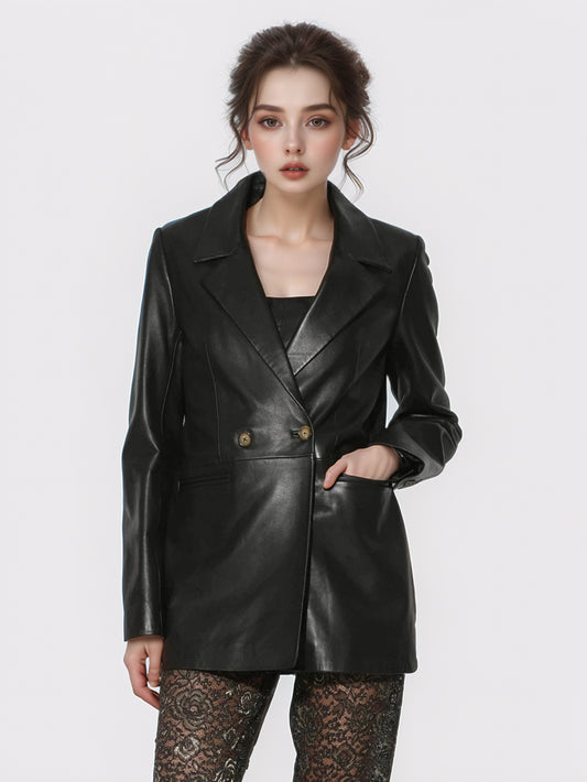 Blazer en cuir élégant et moderne pour femme