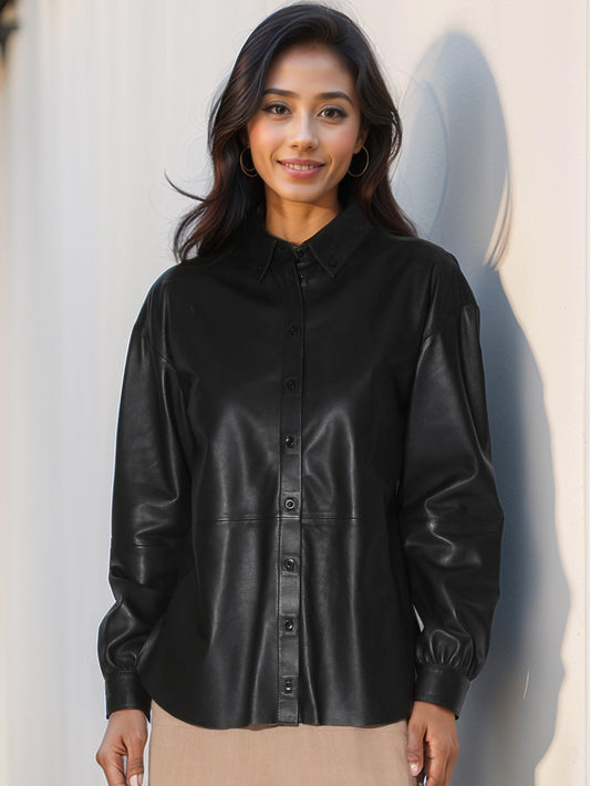 Chemise en cuir élégante et moderne pour femme
