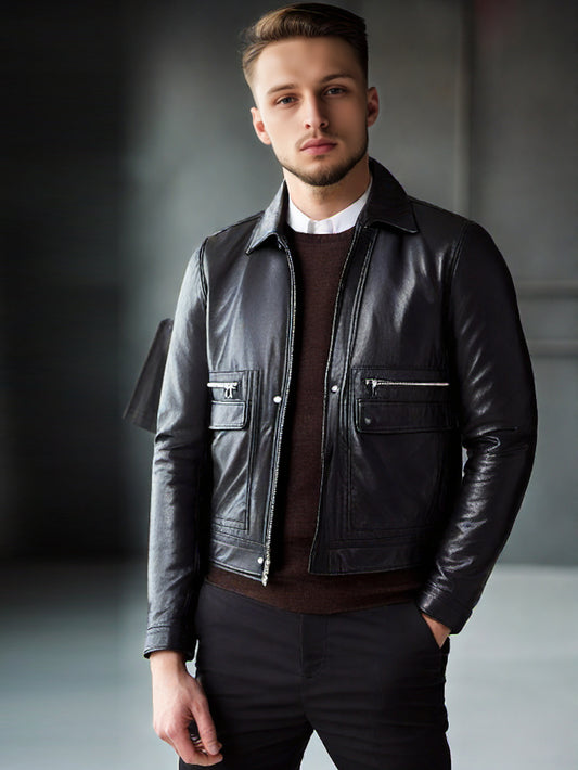 Elegante, stylische Bomberjacke aus Leder für Herren