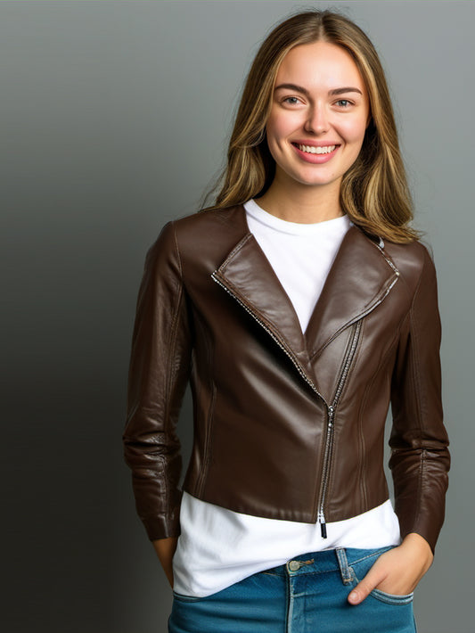 Veste en cuir à coupe élégante