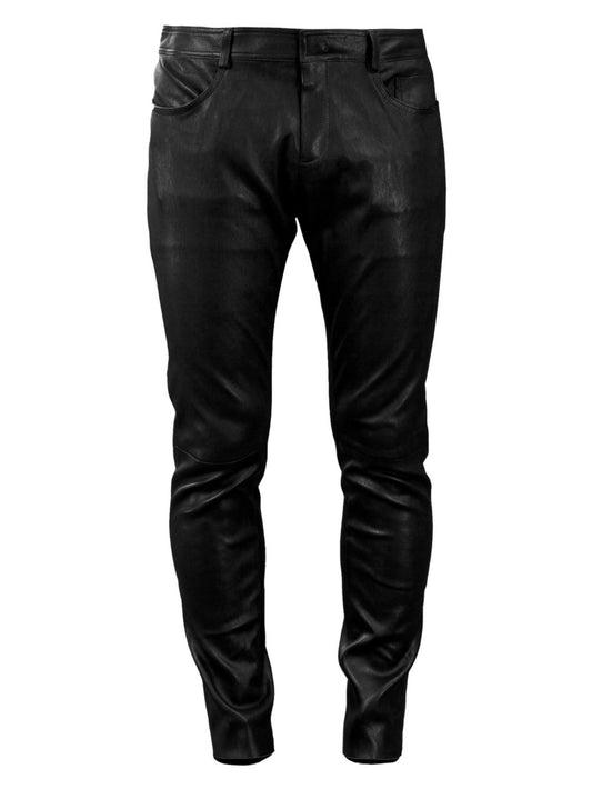 Pantalon hippie slim en cuir véritable pour homme