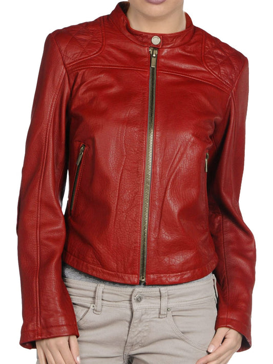 Snap Flair Stylish Leather Bomber for Women - Leatherkin
