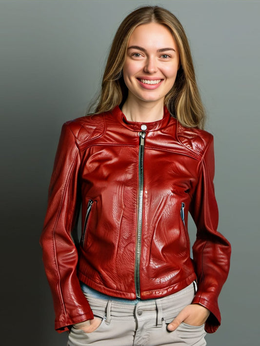 Bomber en cuir élégant Snap Flair pour femme