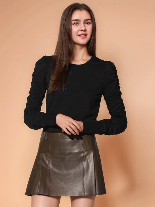 Jupe en cuir Soft Bloom Luxe pour femme