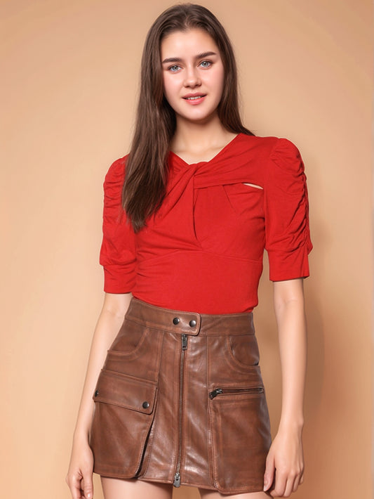 Jupe en cuir de luxe Soft Glow pour femme