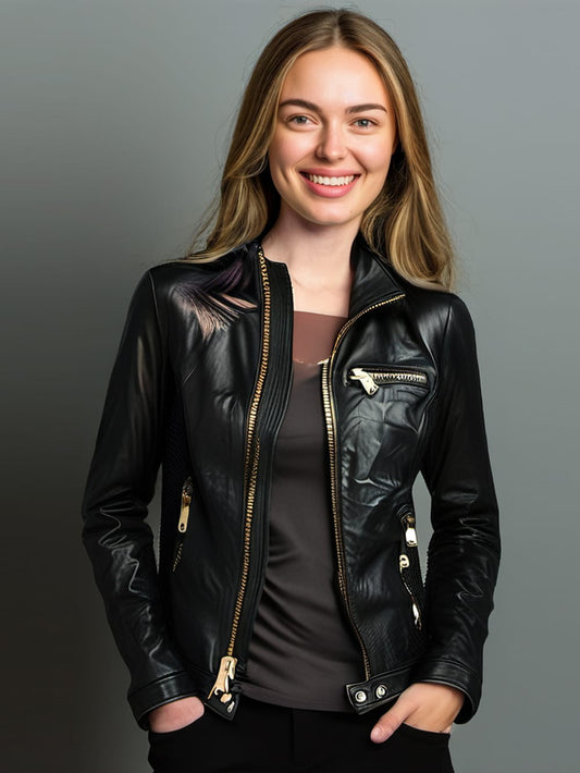 Bomber en cuir d'agneau souple et luxueux pour femme