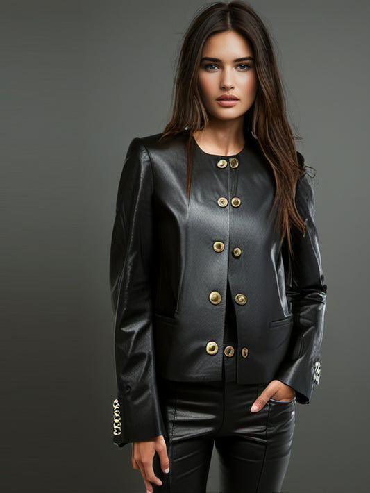 Veste de moto en cuir sophistiquée