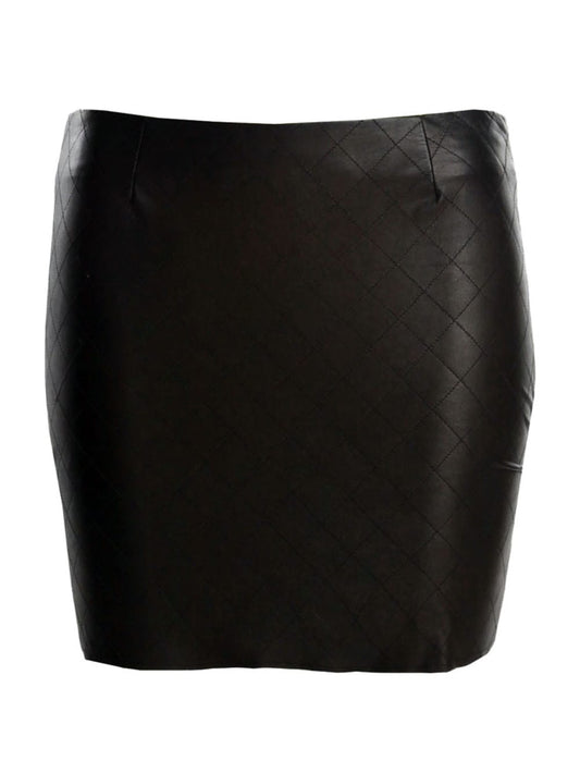 Stitched Accent Leather Skirt