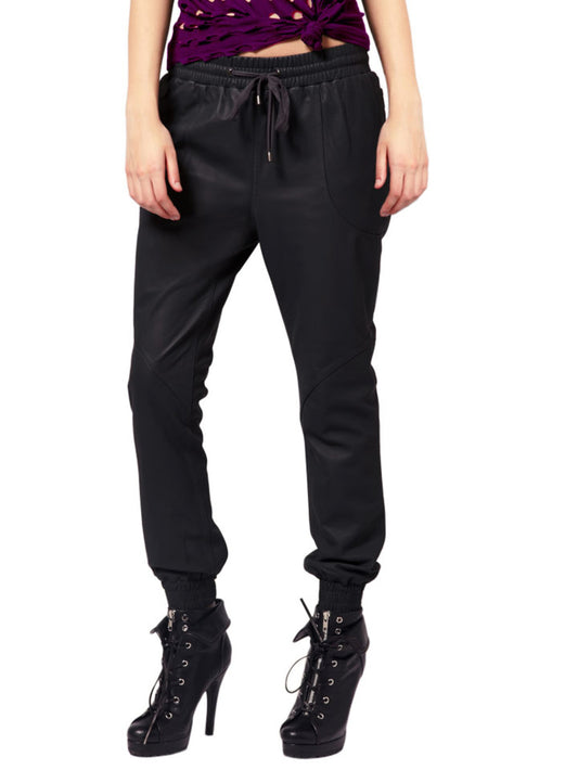 Pantalon de jogging en cuir extensible