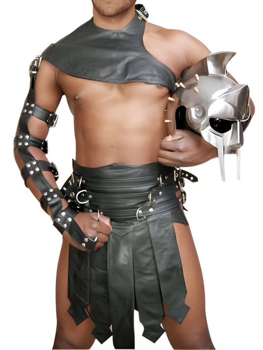 Striped Stylish Leather Kilt for Men