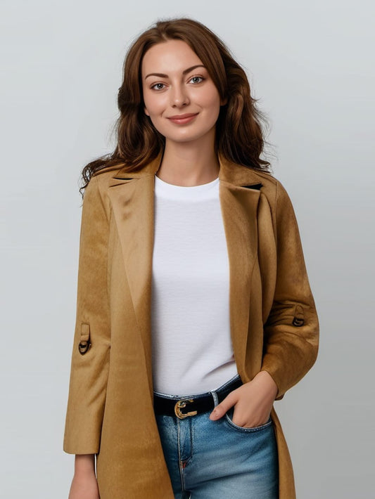 Blazer kimono Serenity en cuir suédé pour femme