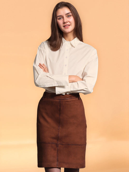 Suede Vintage Luxe Leather Skirt for Women - Leatherkin