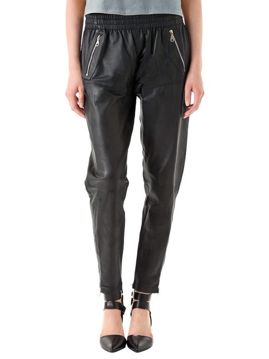 Pantalon en cuir somptueux et froissé