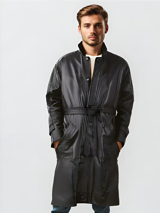 Manteau en cuir d'agneau souple pour homme