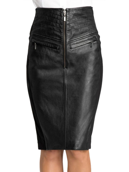Jupe crayon en cuir coupe ajustée