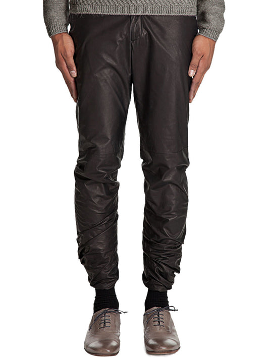 Pantalon fuselé moderne en cuir véritable pour homme