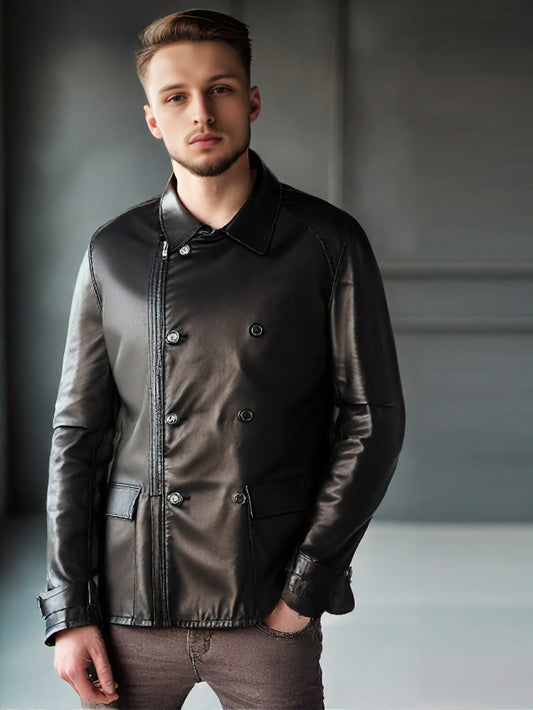 Veste en cuir texturé de luxe