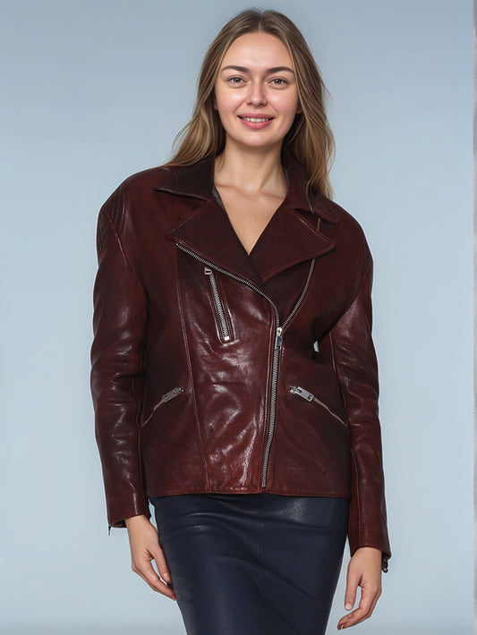 Veste en cuir de luxe délavée intemporelle